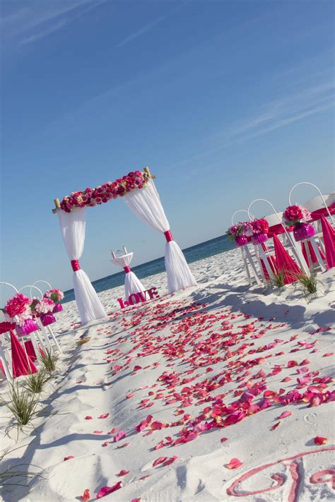 Our Barefoot Bliss Beach Wedding Packages In Hues Of Light Pink And Hot Pink Was The Setting For