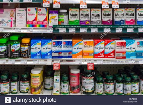 Over The Counter Medications Shelf In Pharmacy Drugstore Various Stock