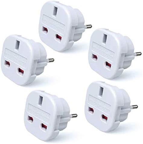 Pack Of 5 Travel Adaptor Uk To European Plug Adapter Converter Euro