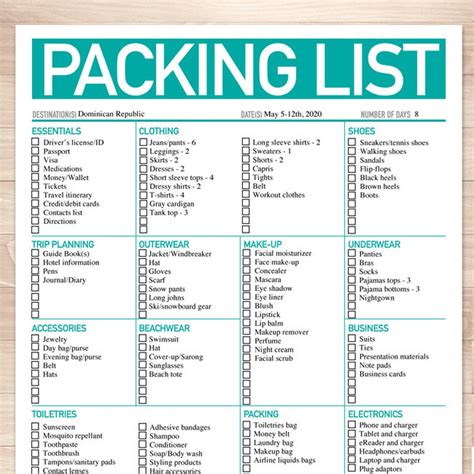 Packing List