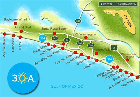 Panama City to Destin Florida Map