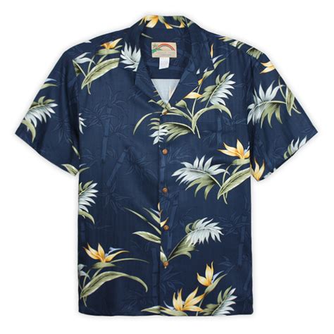 Paradise Found Hawaiian Shirt Bamboo Paradise Navy Blue