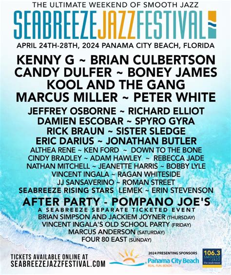 Participation Lineup For 2024 Seabreeze Jazz Festival Liuka Prissie