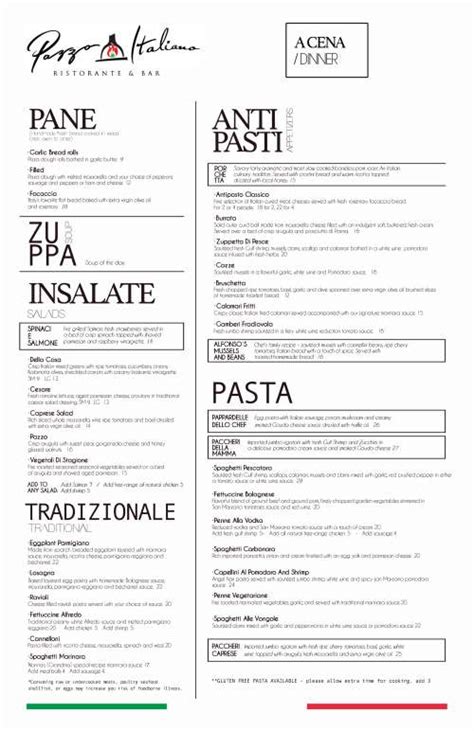 Pazzo Italiano Destin Menu In Destin Florida Usa