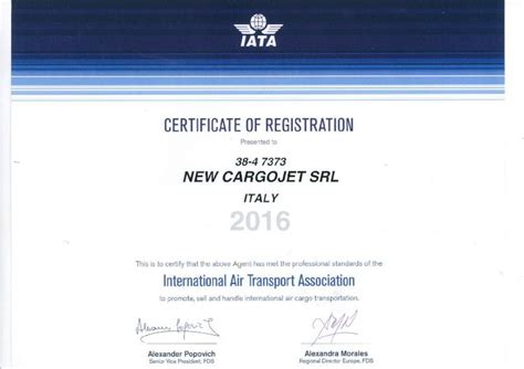 Pdf Iata Certificate Of Registration Presented To 38 4 7373 Iata