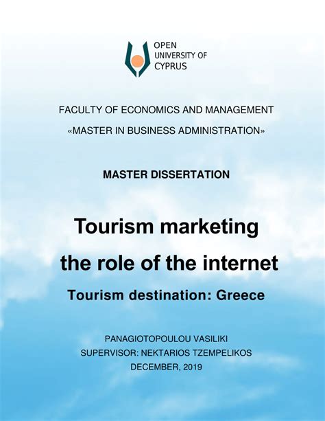 Pdf Master Dissertation Tourism Marketing The Role Of The Internet Tourism Destination Greece