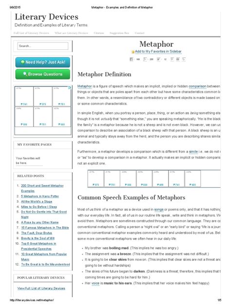 Pdf Metaphor Examples And Definition Of Metaphor Dokumen Tips