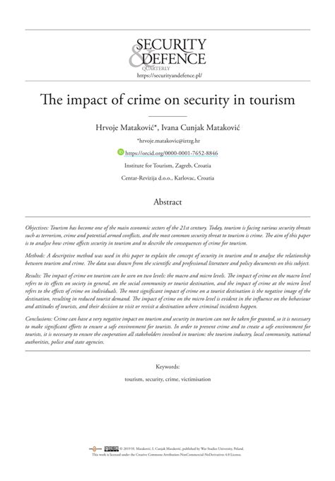 Pdf The Impact Of Crime On Security In Tourism