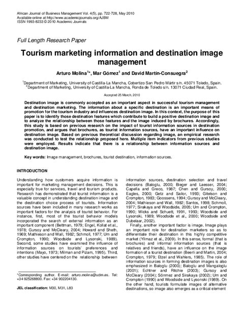 Pdf Tourism Marketing Information And Destination Image Management