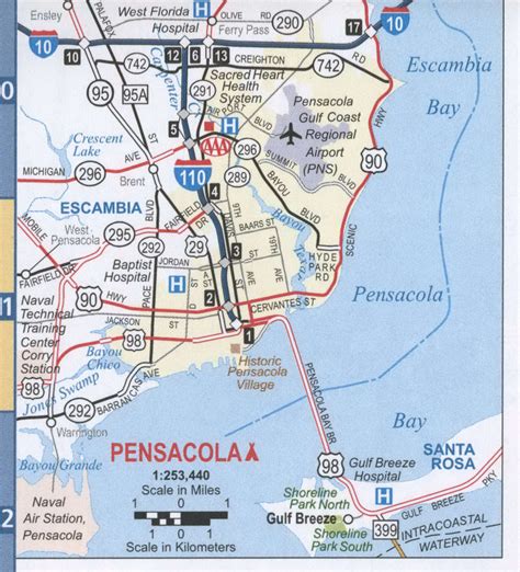 Pensacola Fl Road Map Free Map Highway Pensacola City Surrounding Area