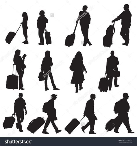 People Travelling Silhouette People Silhouette Sketches Of People