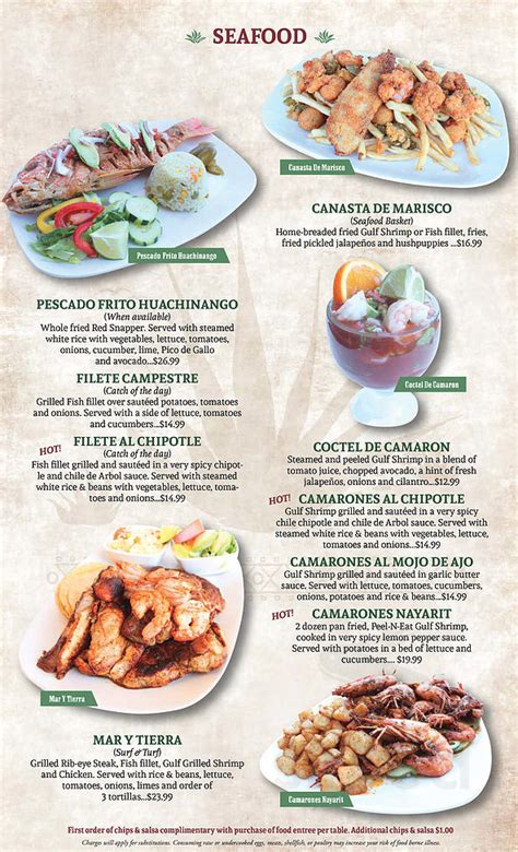 Pepitos Mexican Restaurant Menu In Destin Florida Usa