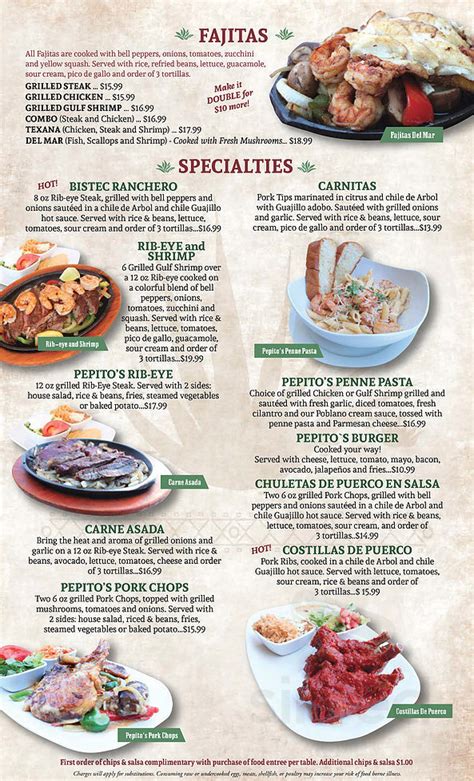 Pepitos Mexican Restaurant Menus In Destin Florida United States