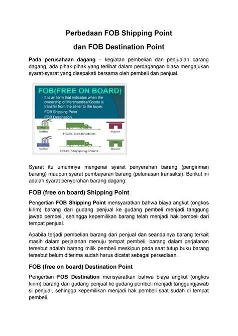 Perbedaan Fob Shipping Point Dan Fob Destination Point Perbedaan Fob Shipping Point Dan Fob