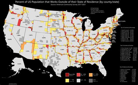 Percent Of Americans Working Outside State Of Maps On The Web