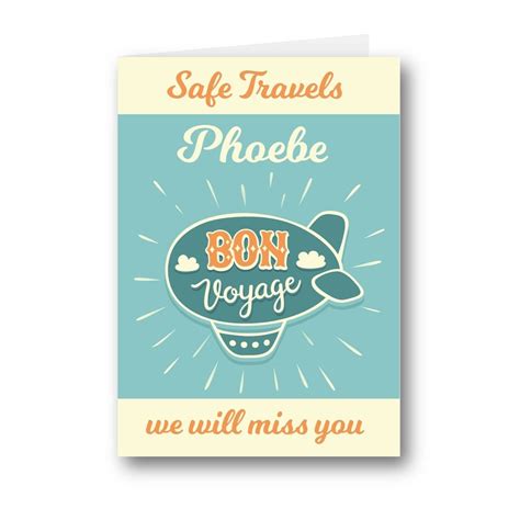 Personalised Bon Voyage Safe Travels We Will Miss You Etsy