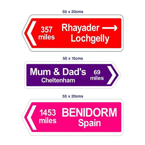 Personalised Destination Distance Signs By England Signs