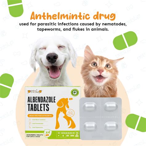 Petsup Albendazole Tablets Broad Spectrum Anthelmintic Deworming