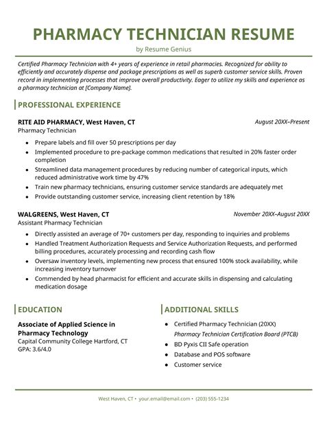 Pharmacy Technician Resume Sample Amp Writing Tips 2024