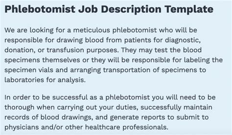 Phlebotomist Job Description Ultimate Guide 2024