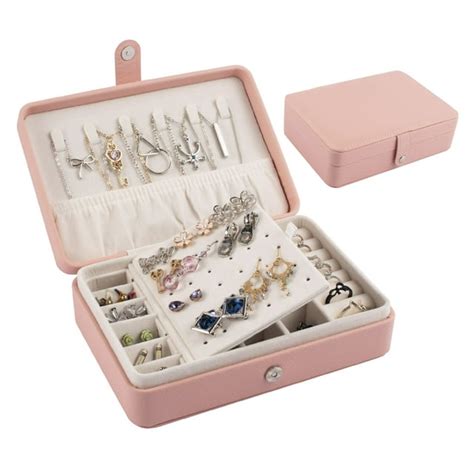 Pink Jewelry Travel Organizer Case Portable Storage Box Holder For