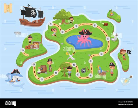 Pirate Game Map Pirates Attraction Board Paper Travel Maps Ocean