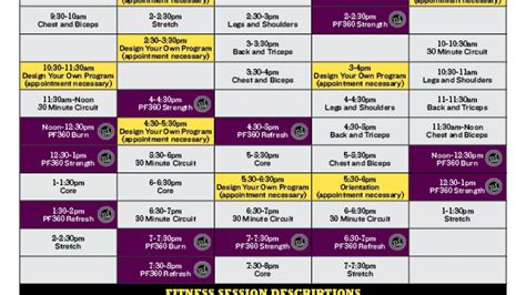 Planet Fitness Class Schedule Examples And Forms