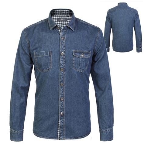 Plus Size Xxxl Autumn Mens Clothes , Men'S Casual Denim Shirt ,100% Cotton Outerwear , Long ...