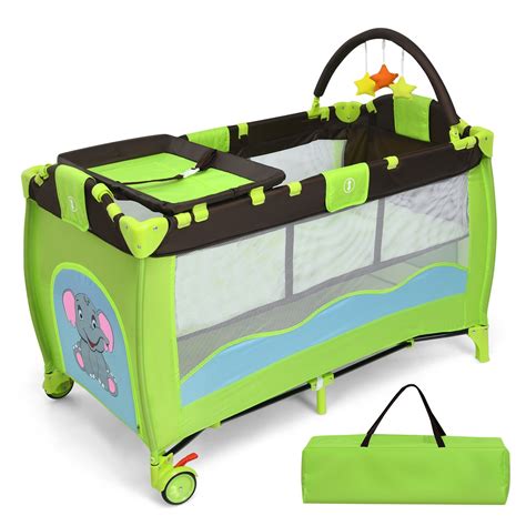 Portable Baby Crib Playpen Playard Pack Travel Infant Bassinet Bed 4