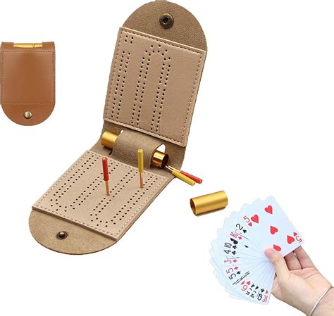 Portable Cribbage Board Foldable Leather Crib Board Travel Cribbage