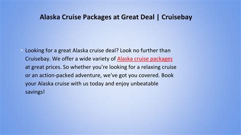 Ppt Alaska Cruise Packages At Great Deal Cruisebay Powerpoint