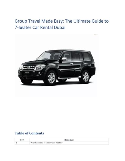 Ppt Group Travel Made Easy The Ultimate Guide To 7 Seater Car Rental