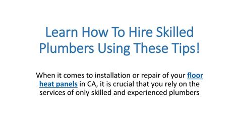 Ppt How To Hire Skilled Plumbers Using These Tips Powerpoint