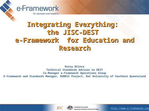 Ppt Integrating Everything The Jisc Dest E Framework For Education