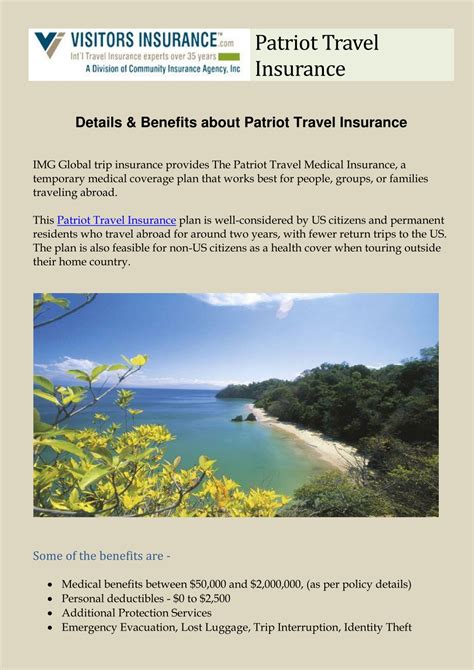 Ppt Patriot Travel Insurance Details Benefits About Patriot Travel