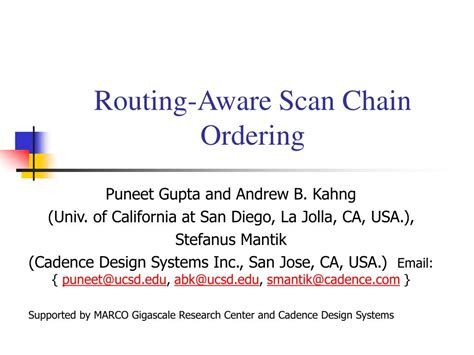 Ppt Routing Aware Scan Chain Ordering Powerpoint Presentation Free