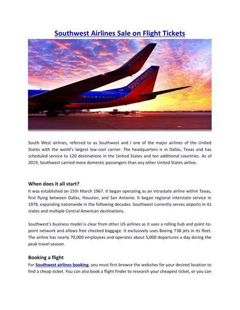 Ppt Southwest Airlines Flight Tickets And Sales Powerpoint Presentation Id 11497958