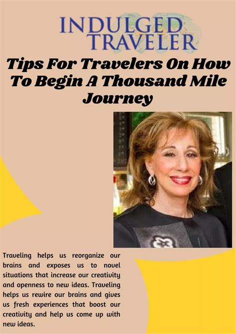 Ppt Tips For Travelers On How To Begin A Thousand Mile Journey