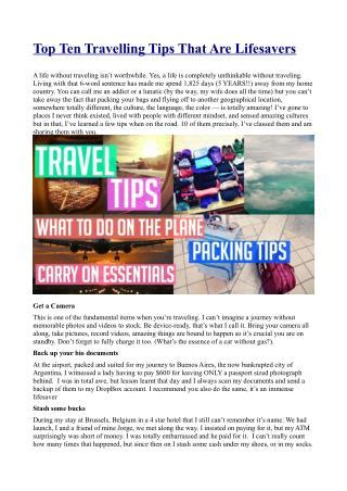 Ppt Top Ten Travelling Tips Powerpoint Presentation Free Download