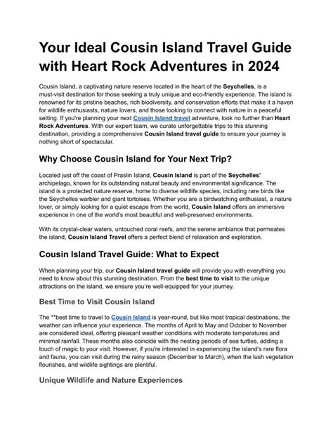 Ppt Your Ideal Cousin Island Travel Guide With Heart Rock Adventures