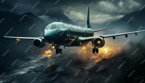 Premium Ai Image Flying Commercial Airplane Transportation Mode Of