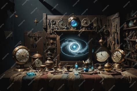 Premium Ai Image Time Traveler S Workshop Temporal Enigmas Revealed