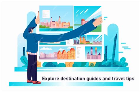 Premium Vector Man Choosing And Exploring Destination Guides And