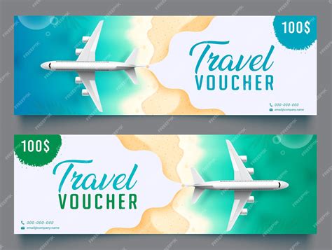 Premium Vector Travel Voucher Vector Banner Set Travel Voucher