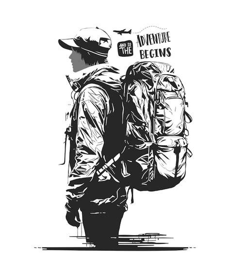 Premium Vector Traveler Or Explorer With Backpack Vector Line Art