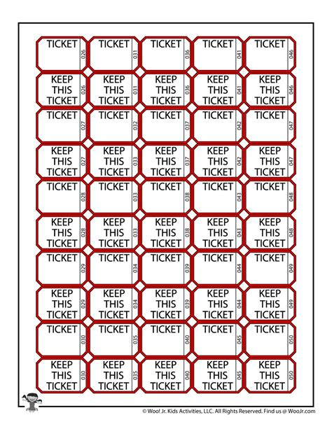 Printable Raffle Tickets Sheets Woo Jr Kids Activities Children Amp 39 S Publishing