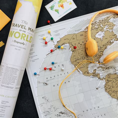 Push Pin Travel Map Scratchable World Map With Push Pins Etsy