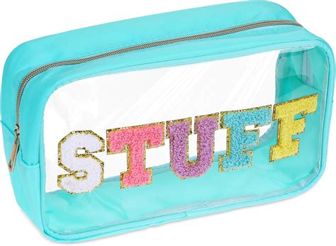 Pvc Clear Chenille Cosmetic Bags Stuff Letter Makeup Bag With Zipper