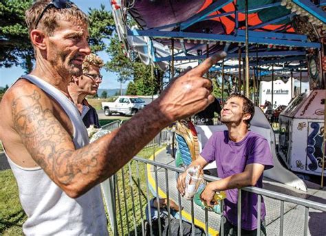 Quaint Worker At Traveling Fair