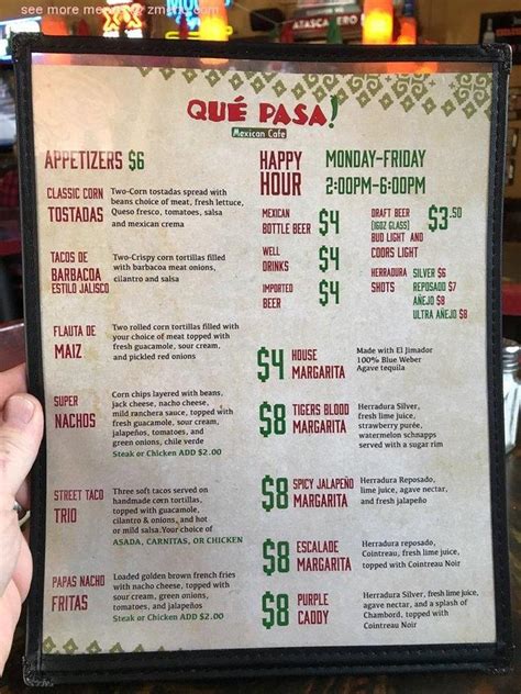 Que Pasa Menu Que Pasa Mexican Restaurant